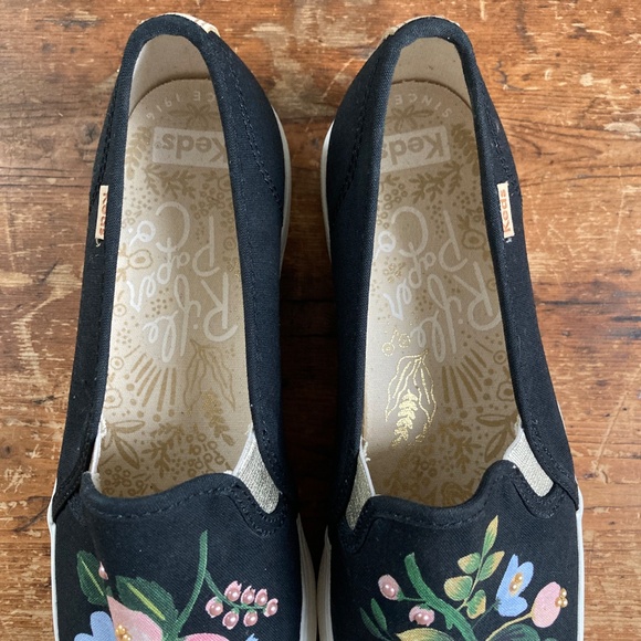 Keds x Rifle Paper Co. - Triple Decker Botanical Embellished in Black - sz. 8 - Picture 4 of 6